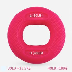 40-80LB Strength Hand Grip Ring; Muscle Power Training Silicone Ring; Fitness Body Building Carpal Expander Training Finger Ring (Color: Rose Red-30-40BL)