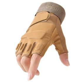 Outdoor Tactical Gloves Airsoft Sport Gloves Half Finger Military Men Women Combat Shooting Hunting Fitness Fingerless Gloves (Gloves Size: S, Color: khaki)