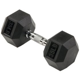 Rubber Encased Hex Dumbbell,25-35lbs,Single (Weight: 35lbs)