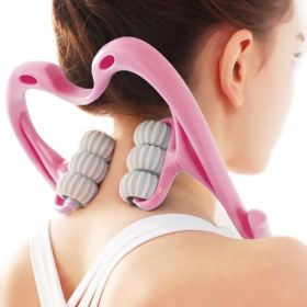 Neck Roller Massager 360¬∫ Rotatable Trigger Point Roller Portable Massager with 6 Balls for Neck Leg Thigh Foot Pain Relief (Color: Pink)