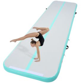 VEVOR Gymnastics Air Mat, 4 inch Thickness Inflatable Gymnastics Tumbling Mat, Tumble Track with Electric Pump (Color: Mint Green, size: 13 ft x 3.3 ft x 4 in(400 x 100 x 10 cm))