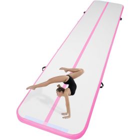 VEVOR Gymnastics Air Mat, 4 inch Thickness Inflatable Gymnastics Tumbling Mat, Tumble Track with Electric Pump (Color: Pink, size: 16 ft x 3.3 ft x 4 in(500 x 100 x 10 cm))