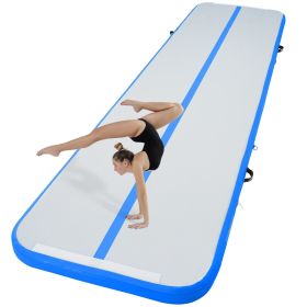 VEVOR Gymnastics Air Mat, 4 inch Thickness Inflatable Gymnastics Tumbling Mat, Tumble Track with Electric Pump (Color: Blue, size: 13 ft x 3.3 ft x 4 in(400 x 100 x 10 cm))