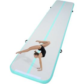 VEVOR Gymnastics Air Mat, 4 inch Thickness Inflatable Gymnastics Tumbling Mat, Tumble Track with Electric Pump (Color: Mint Green, size: 16 ft x 3.3 ft x 4 in(500 x 100 x 10 cm))