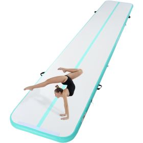 VEVOR Gymnastics Air Mat, 4 inch Thickness Inflatable Gymnastics Tumbling Mat, Tumble Track with Electric Pump (Color: Mint Green, size: 20 ft x 3.3 ft x 4 in(600 x 100 x 10 cm))